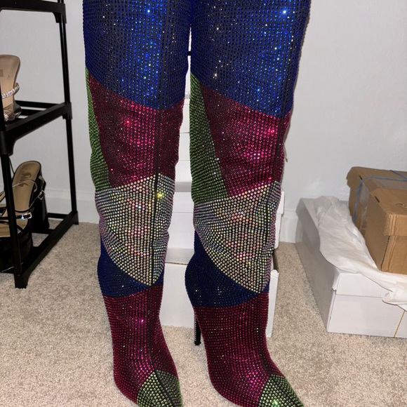 Khloe Embellished Knee High Boots - Multi Color - Picture 5 of 6